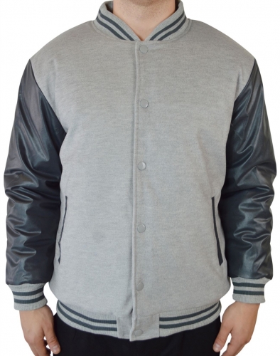 Cotton jacket PU leather sleeve